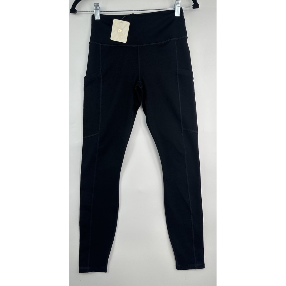 Fabletics On The Go Power Hold Leggings Women's Small Black Pockets New NWT